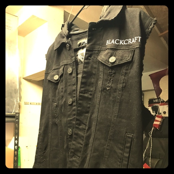 blackcraft hooded denim vest